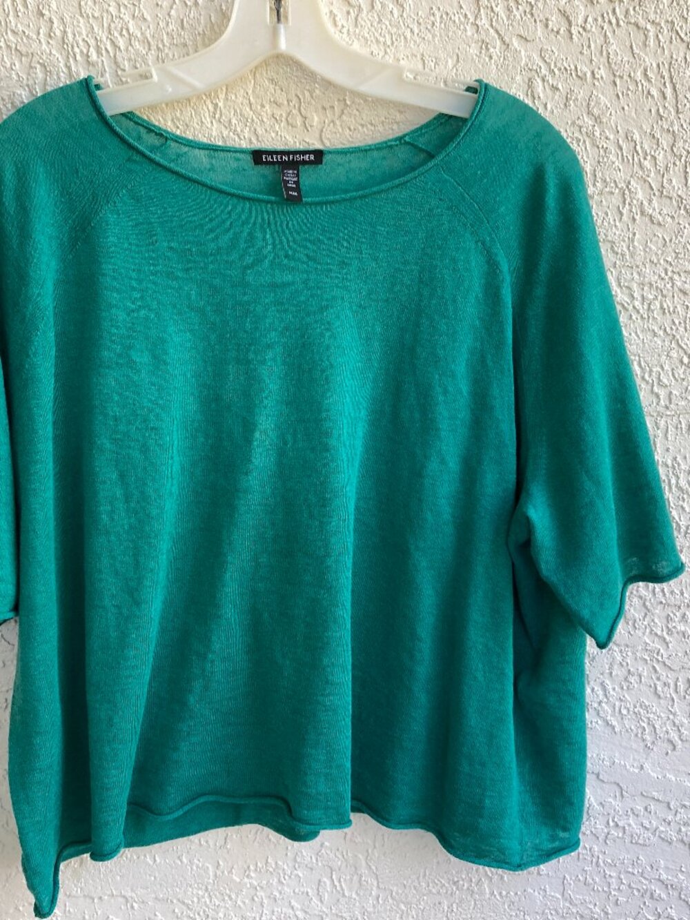 EILEEN FISHER Cropped Boxy Top Sz M Oranic Linen/ Pima Cotton Flawless